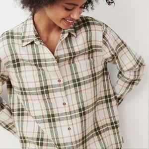 JENNI KAYNE O'Keeffe Overshirt oatmeal plaid large